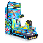 Wave Rider X-Treme speedboat arcade machine with tall blue cabinet, large screen and ride-on boat