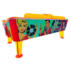 WIK Air Vibes outdoor air hockey table with colourful retro pop art graphics, side view