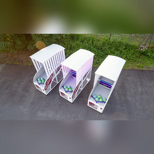Three Big Show basketball arcade machines side by side outdoors