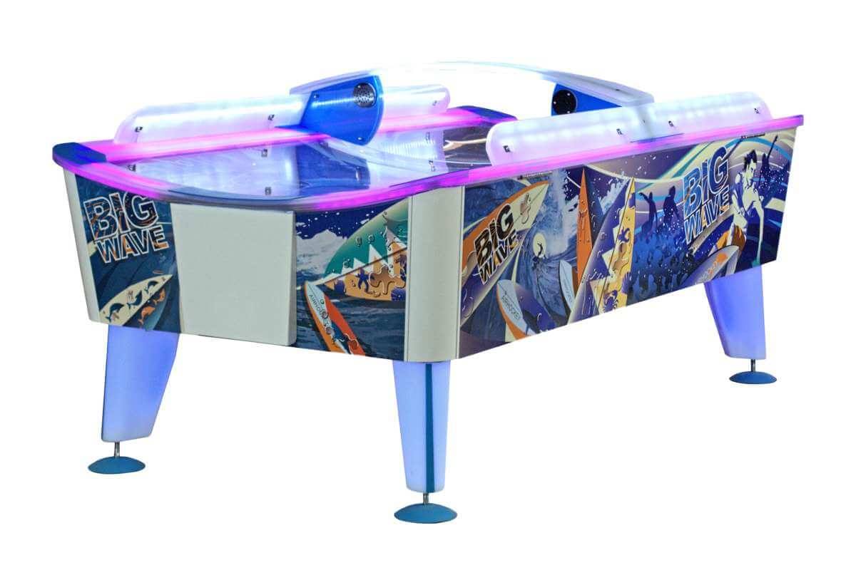 WIK Big Wave waterproof air hockey table with illuminated playfield and legs for outdoor use