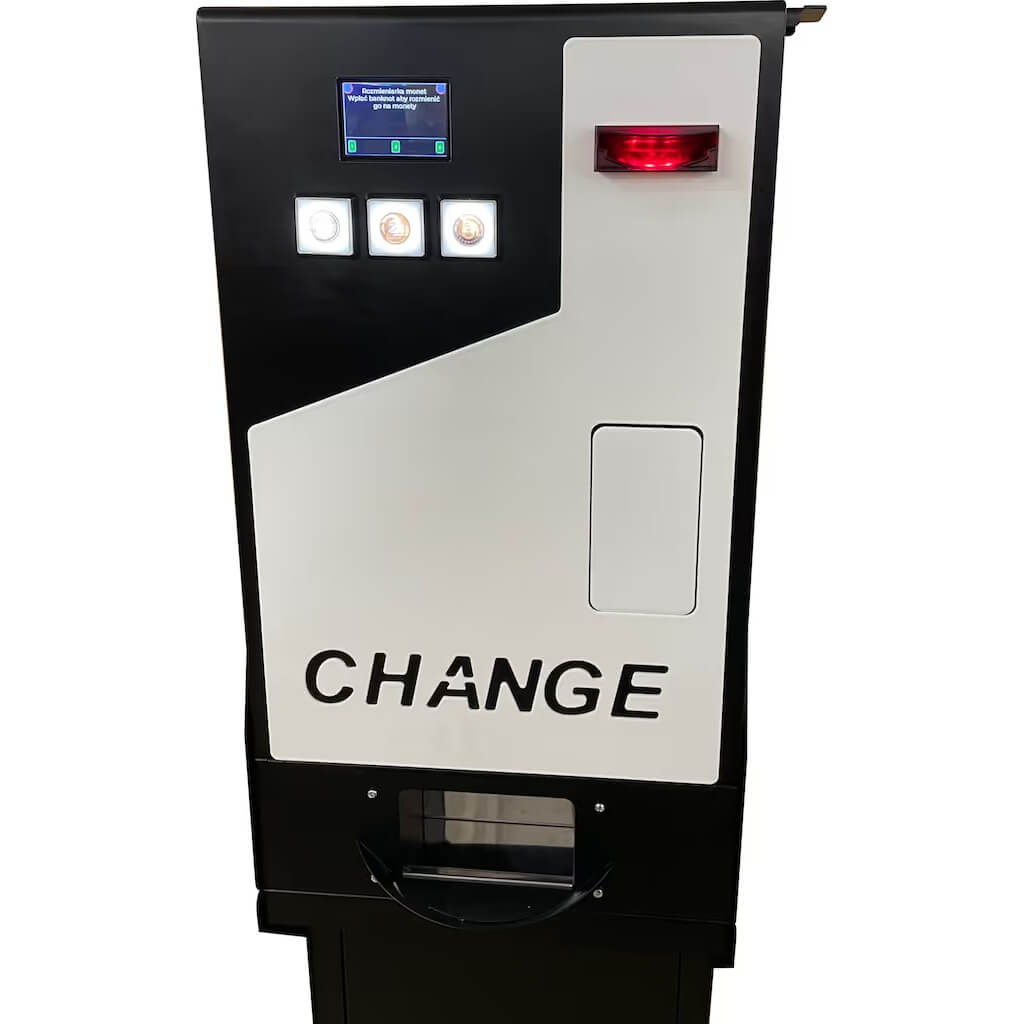 Front of the WIK Change Dual/Triple coin change machine, showing the display and buttons