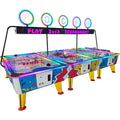WIK Neo Triple air hockey with three linked tables for six players and a 3 vs 3 tournament header