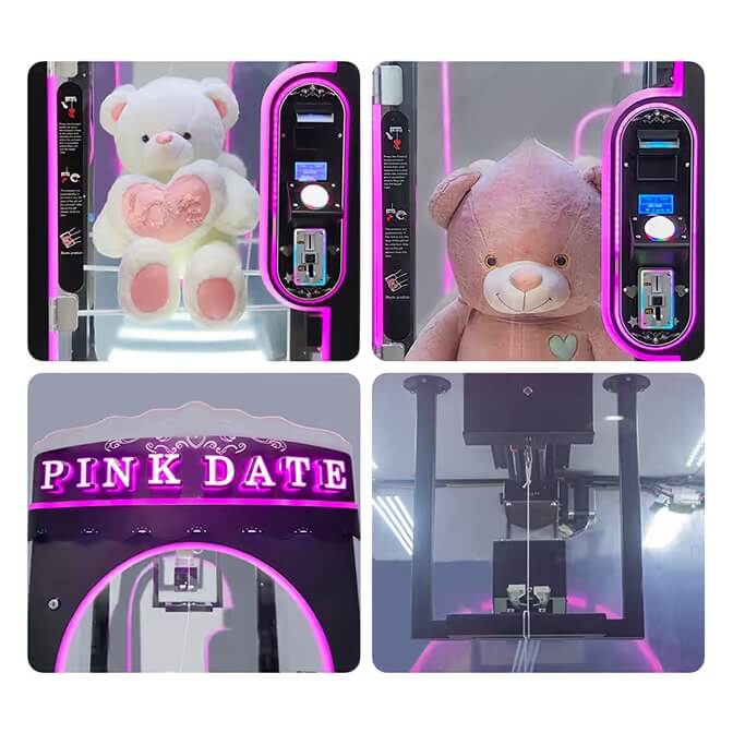 Close-up details of the WIK Pink Date showing the control panel, sign and scissor mechanism