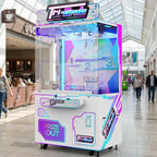WIK Tri-Grab 3 claw crane machine in a shopping centre walkway next to a cafe