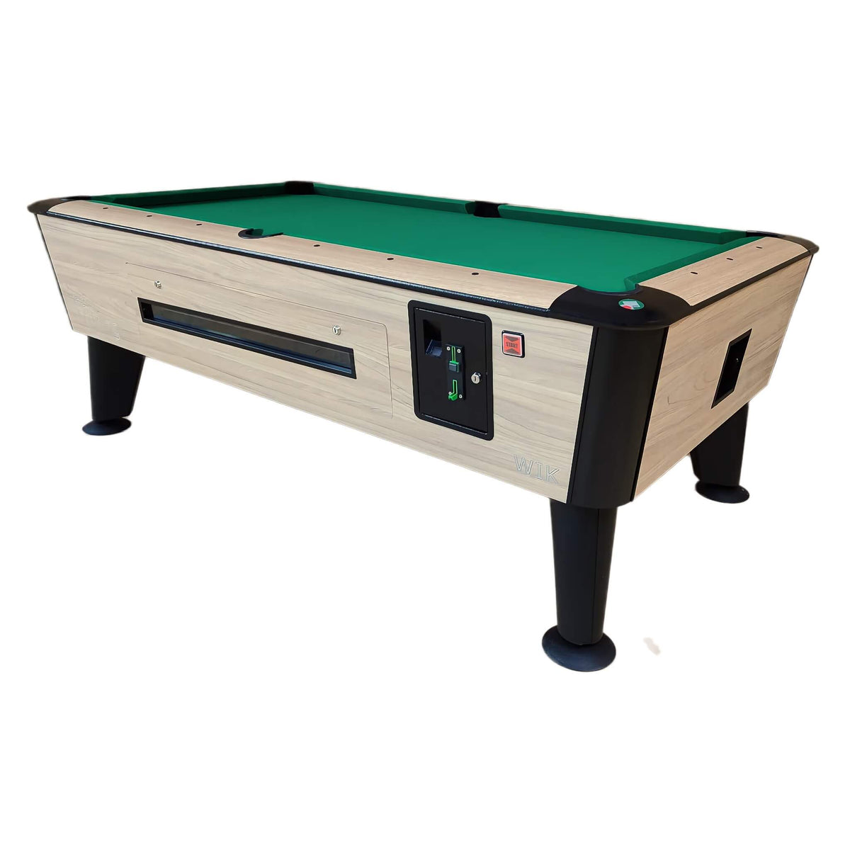 WIK Viking coin operated pool table in oak with green cloth