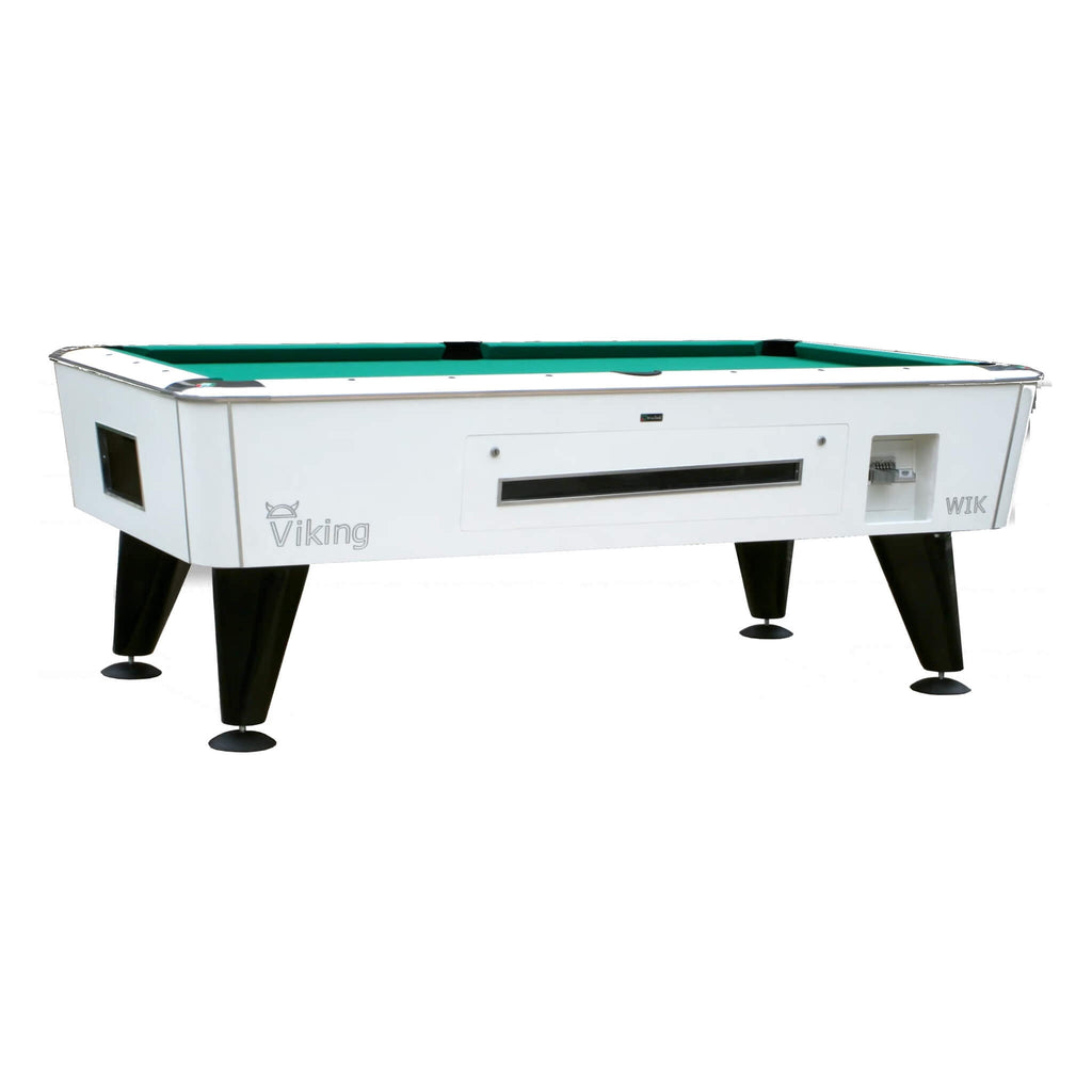 WIK Viking coin operated pool table in white with green cloth
