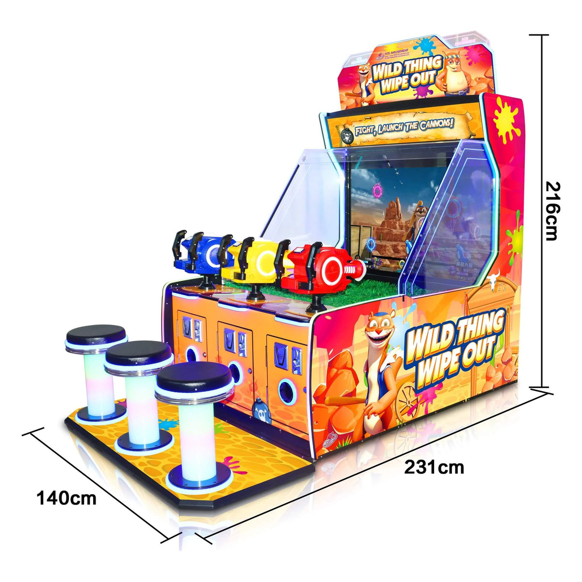 Wild-Thing Wipe-Out DX dimensions: 140cm deep, 231cm wide and 216cm tall