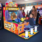 Wild-Thing Wipe-Out DX arcade machine in a UK seaside arcade with a child playing